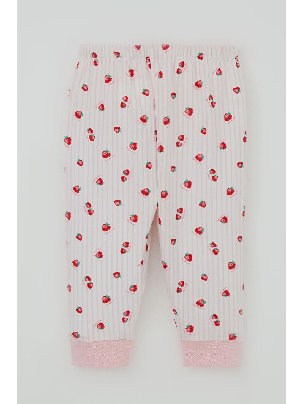 Kız Bebek Pijama Takımı Omuzdan Patlı Çilek Desenli Ekru (4 Ay-1 Yaş)-4