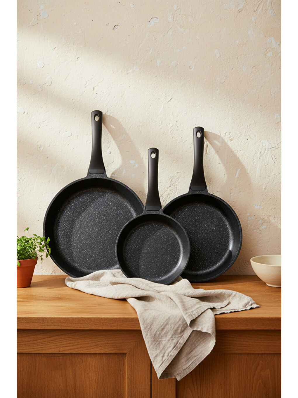 Siyah Olimpos 3'lü Tava Seti 20 24 28 cm-2