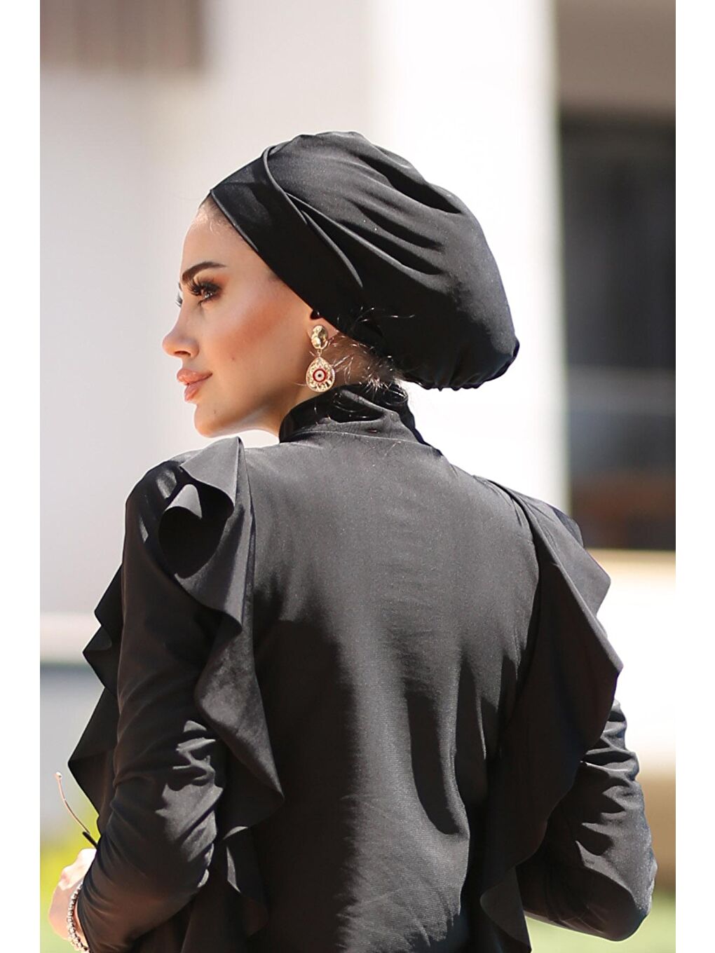 Çift Taraflı Çapraz ve Büzgü Deniz Bone Siyah R-1009-1