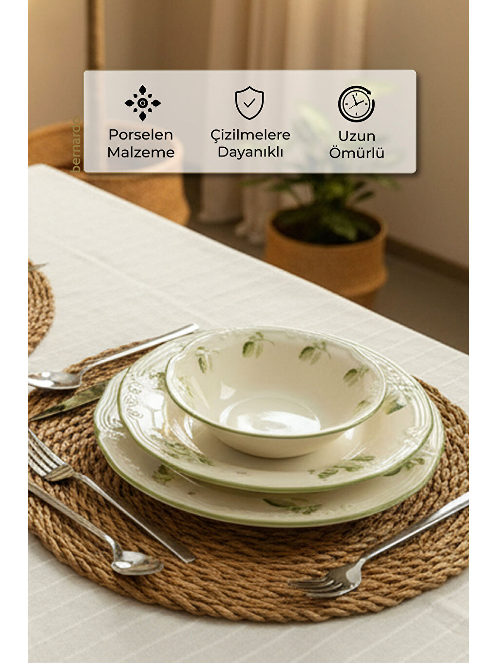 Beyaz Leaf Tifany 24 Parça Yemek Takımı-5