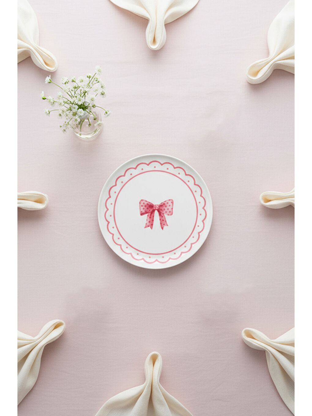 Beyaz Ribbon 6 Parça Pasta Takımı-3