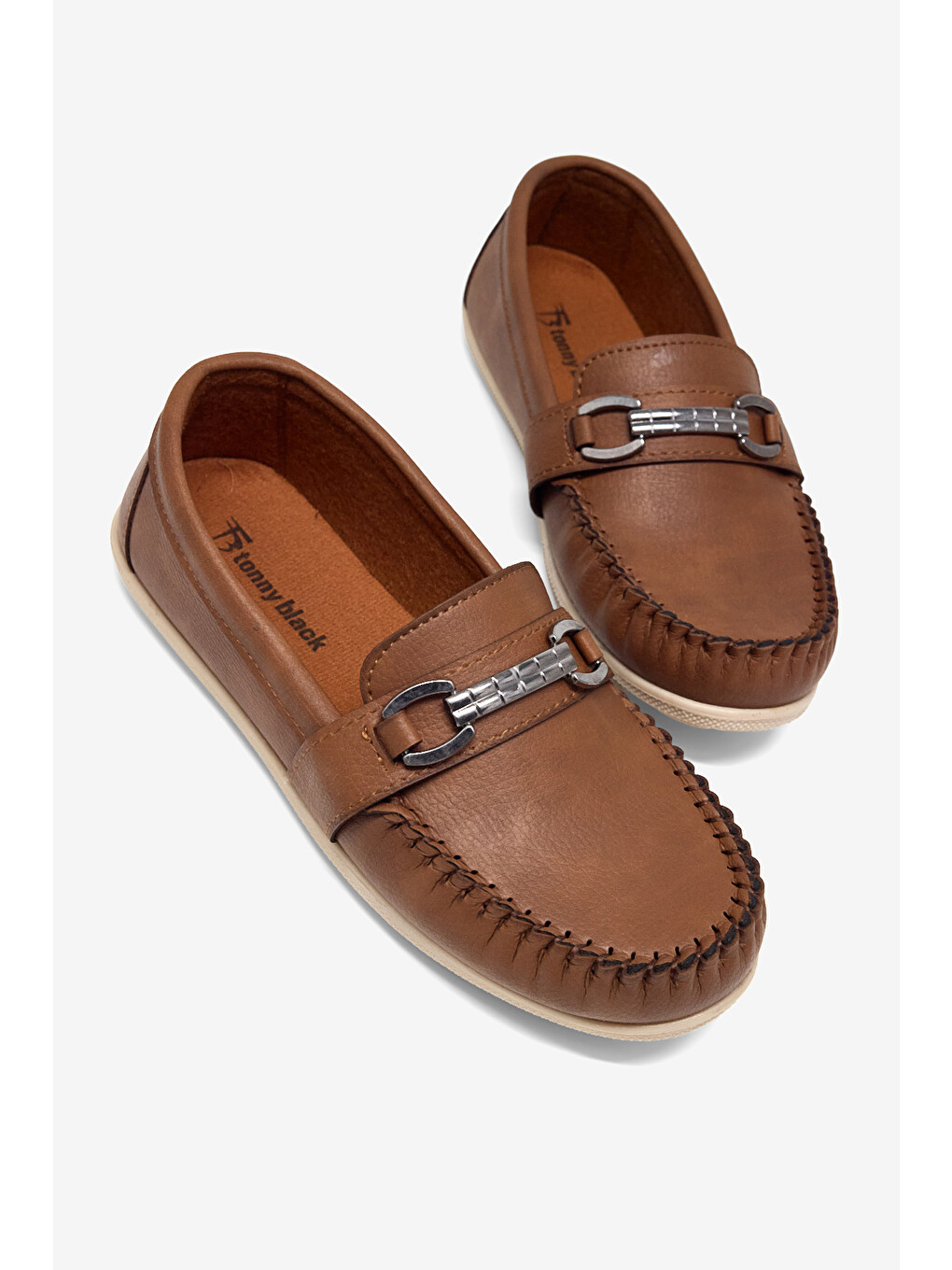 Kahverengi Erkek Çocuk Taba Termo Taban Metal Tokalı Loafer