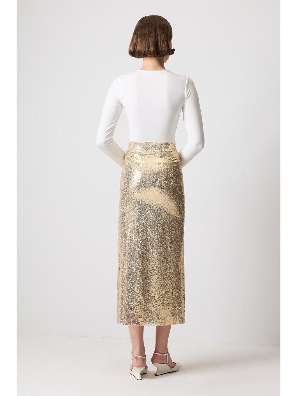 Sarı Payetli Etek-3