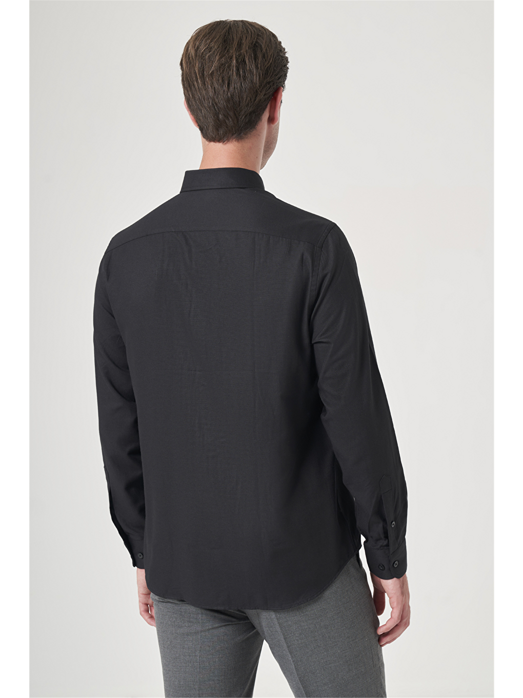 Siyah Düğmeli Yaka Oxford Slim Fit Pamuklu Gömlek 1004265124-4