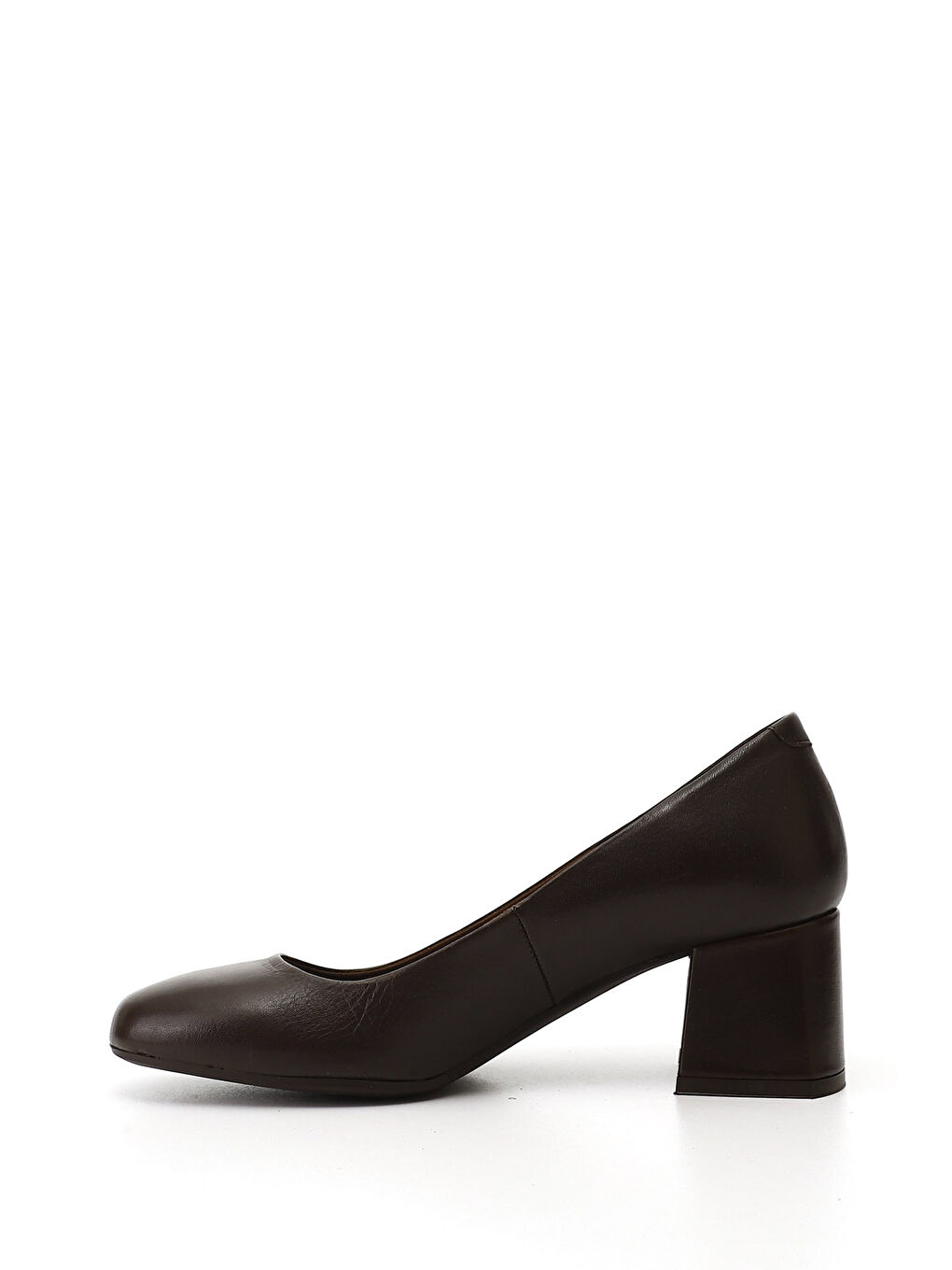 Kahverengi Kadın TÜTÜN KAHVE Küt Burun Kalın Topuklu Hakiki Deri Ayakkabı-2