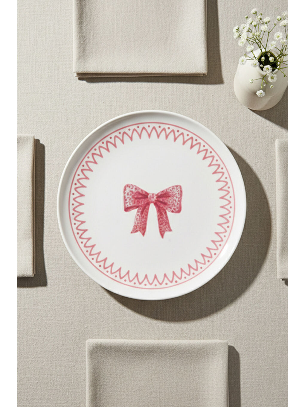 Beyaz Ribbon 6 Parça Pasta Takımı-5