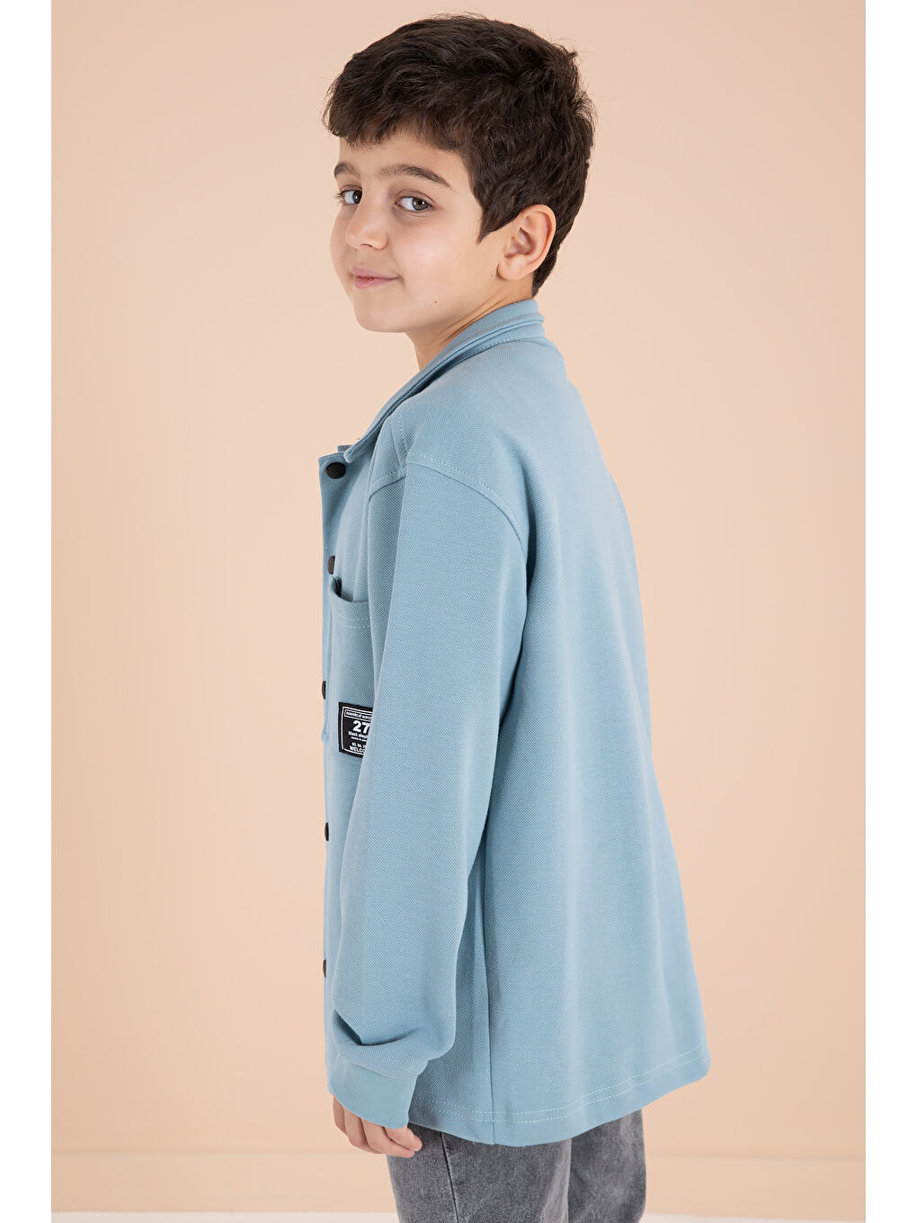 Mavi Armalı Gömlekli Jean Pantolonlu Erkek Çocuk 3lü Takım 19995-4