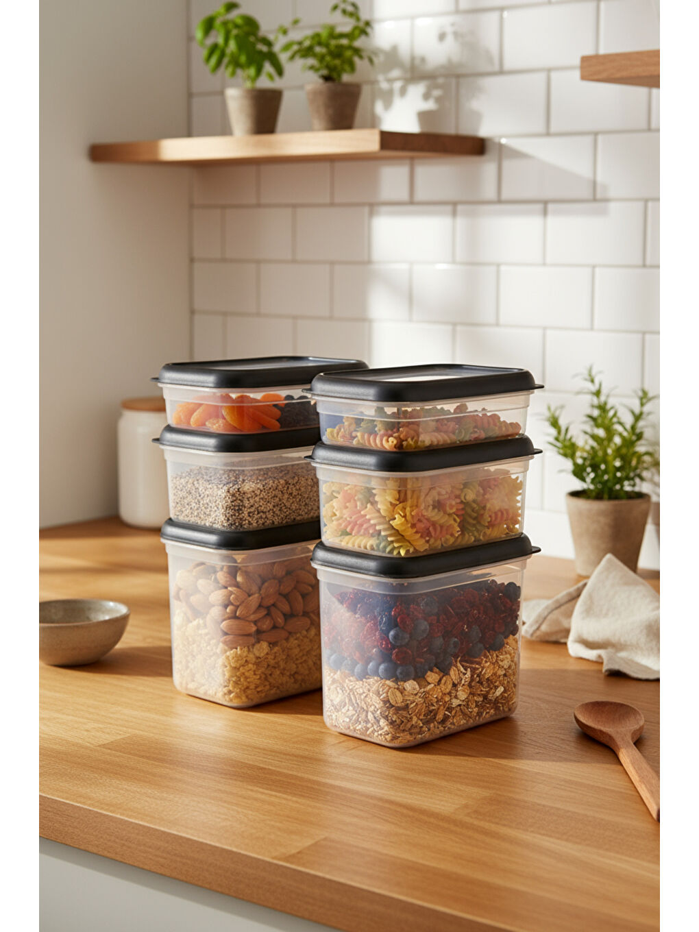 Renksiz Hide Plus 6'lı Saklama Kabı Siyah-1