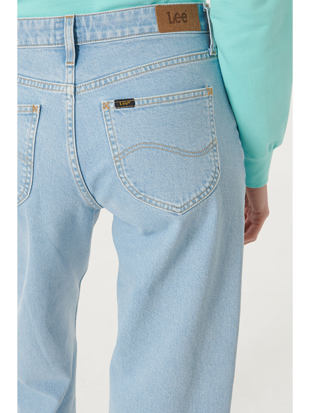 Mavi Wide Leg Fit Yüksek Bel Crop Paça Esnek Jean Jean Pantolon-4