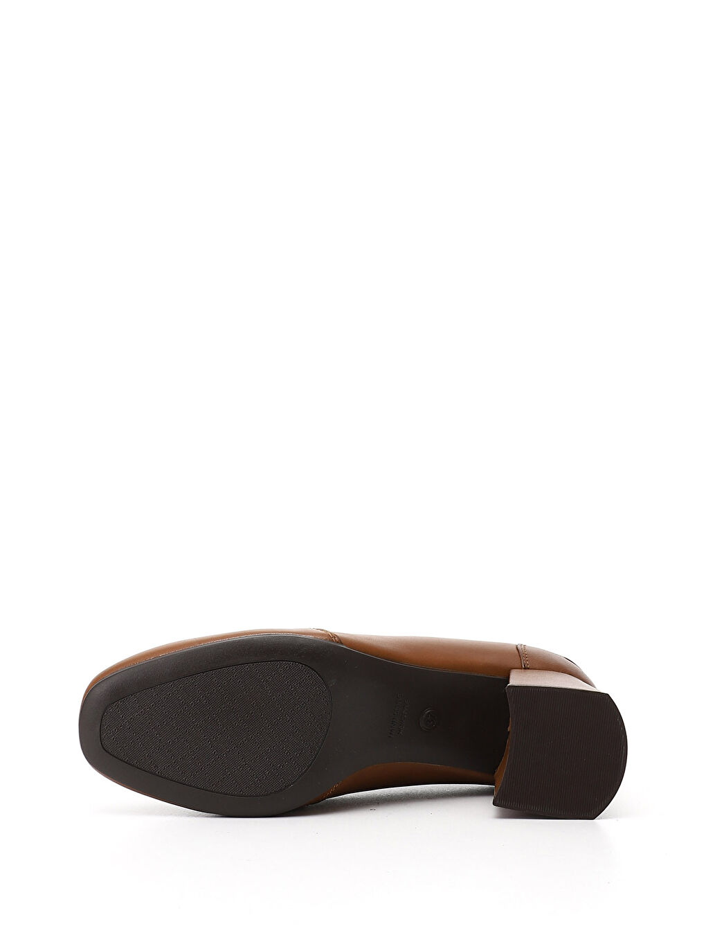 Kahverengi Kadın KAHVERENGİ-TABA Küt Burun Kalın Topuklu Hakiki Deri Ayakkabı-3