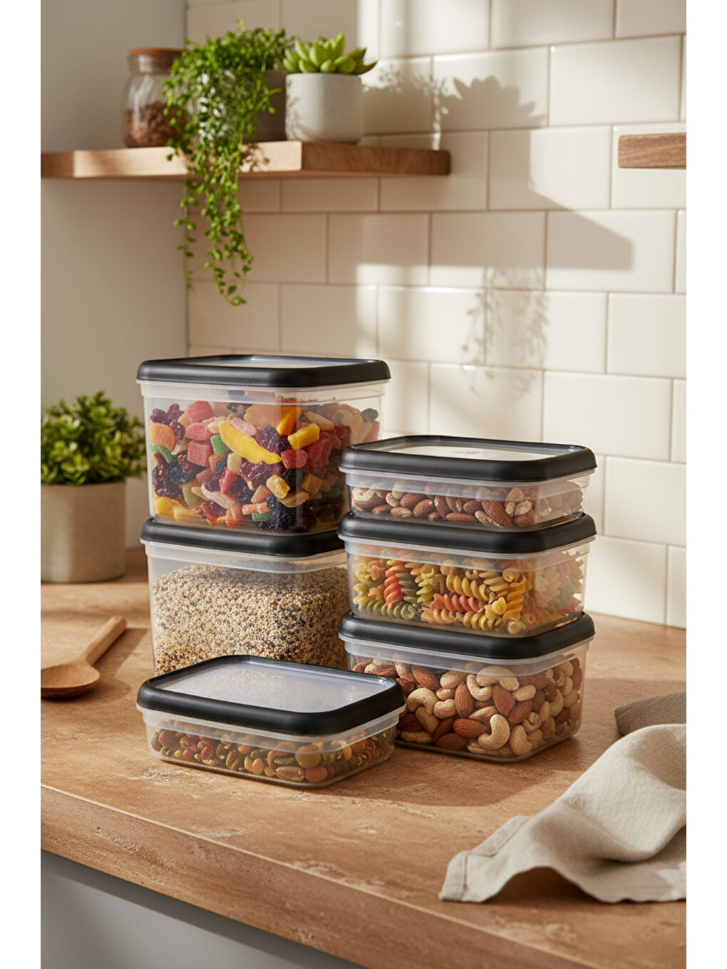 Renksiz Hide Plus 6'lı Saklama Kabı Siyah-2