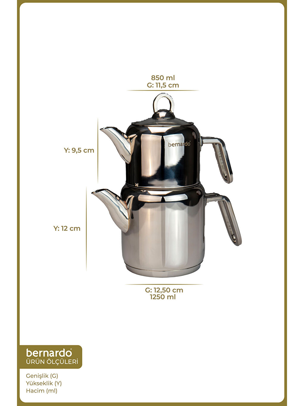 Gri Vellora Çelik Çaydanlık Takımı Mini-1