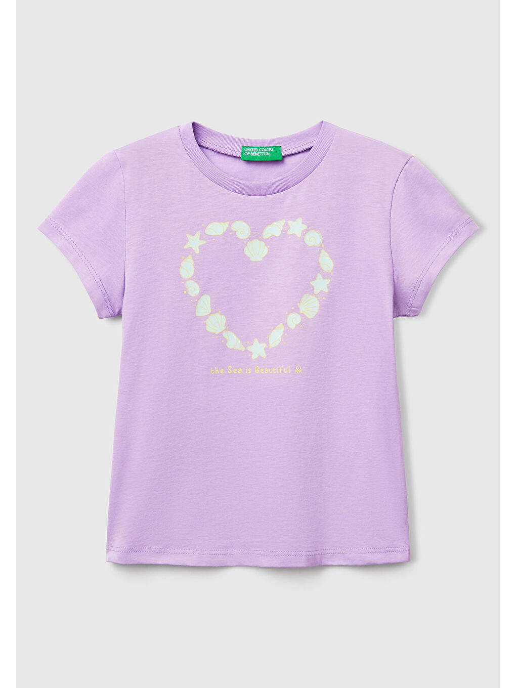 Kız Çocuk Lila Grafik Baskılı Kısa Kollu T-Shirt