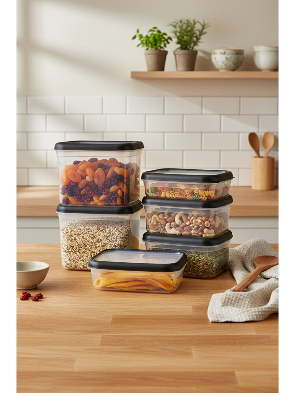 Renksiz Hide Plus 6'lı Saklama Kabı Siyah-3