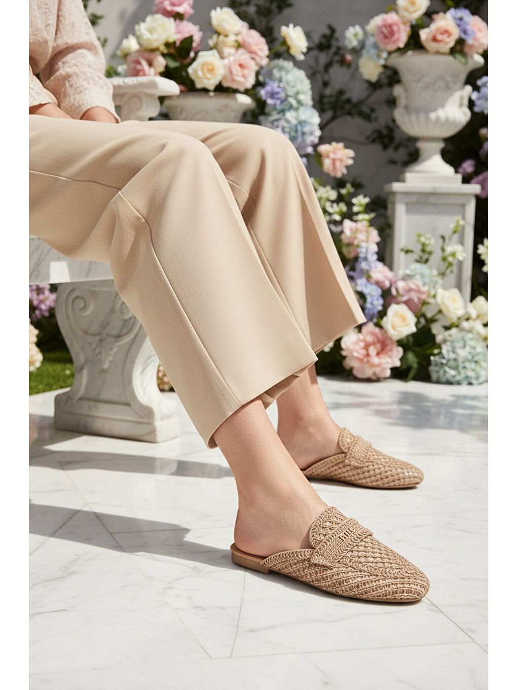 Kahverengi Taba Triko Hafif Önü Kapalı Kadın Terlik 335391 Z-2