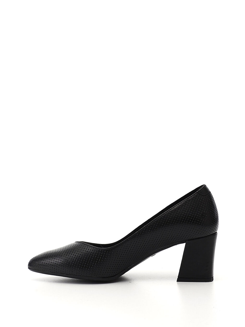 Siyah Kadın SİYAH Sivri Burun Orta Kalın Topuklu Hakiki Deri Ayakkabı-2