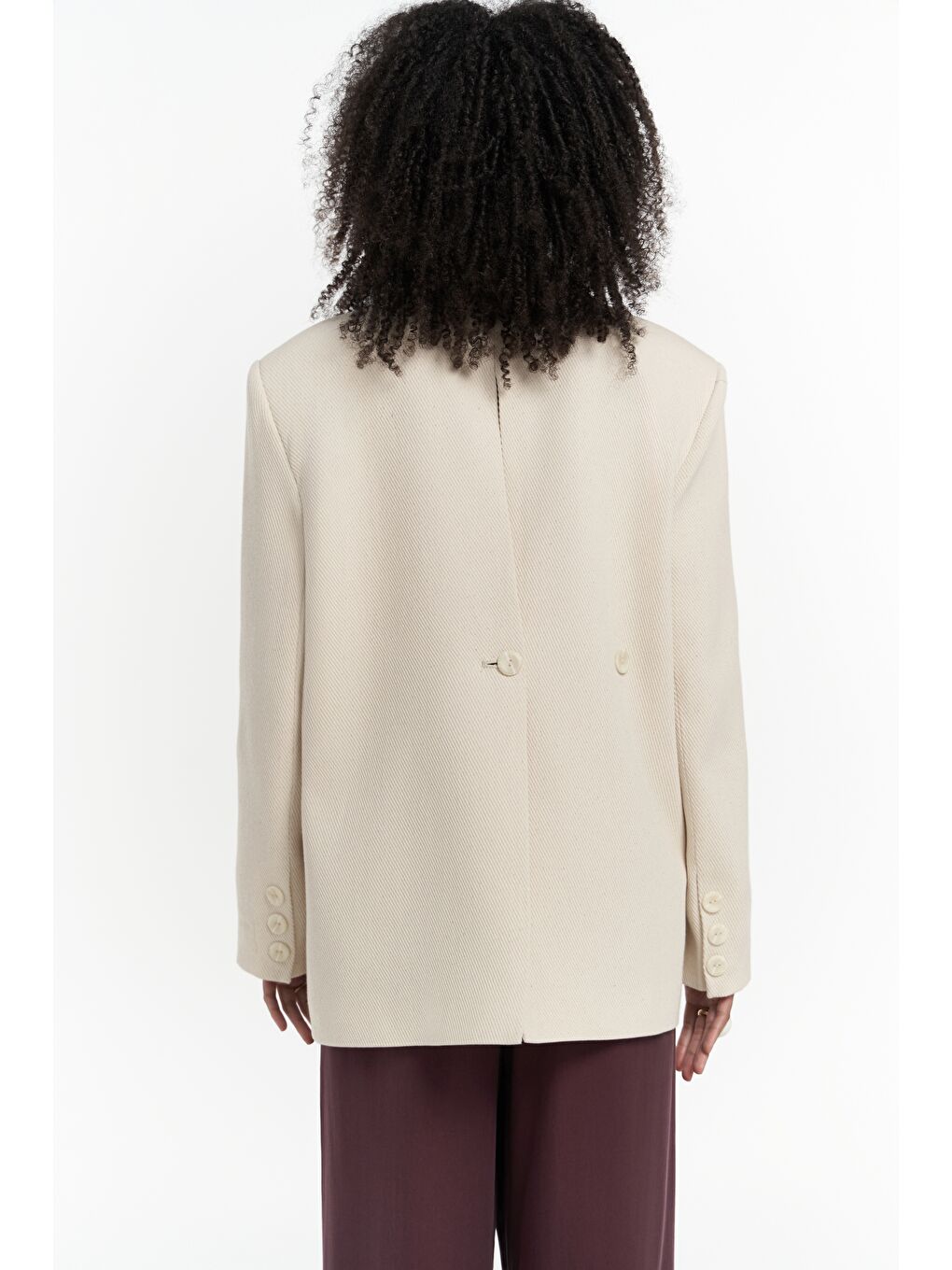 Bej Solara Arkası Düğmeli Naturel Blazer-4