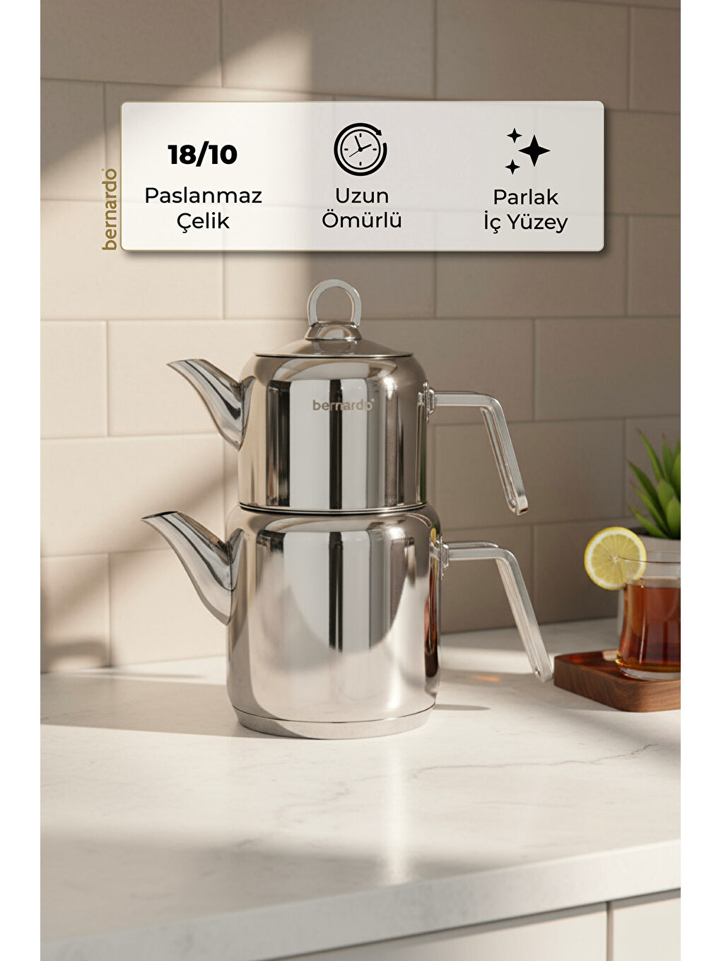 Gri Vellora Çelik Çaydanlık Takımı Mini-3