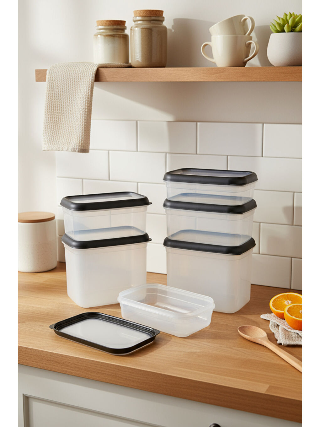 Renksiz Hide Plus 6'lı Saklama Kabı Siyah-4