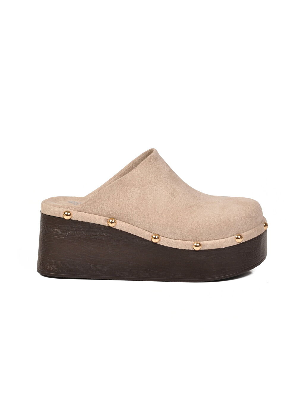 Bej Yüksek Taban Önü Kapalı Kadın Topuklu Terlik 322220 Z-1