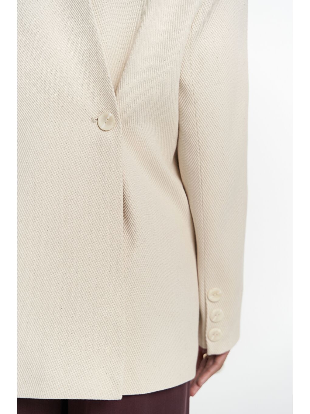 Bej Solara Arkası Düğmeli Naturel Blazer-7