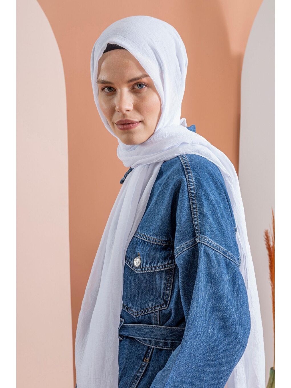 Beyaz Kadın Konfor Şal 195/85 Cm