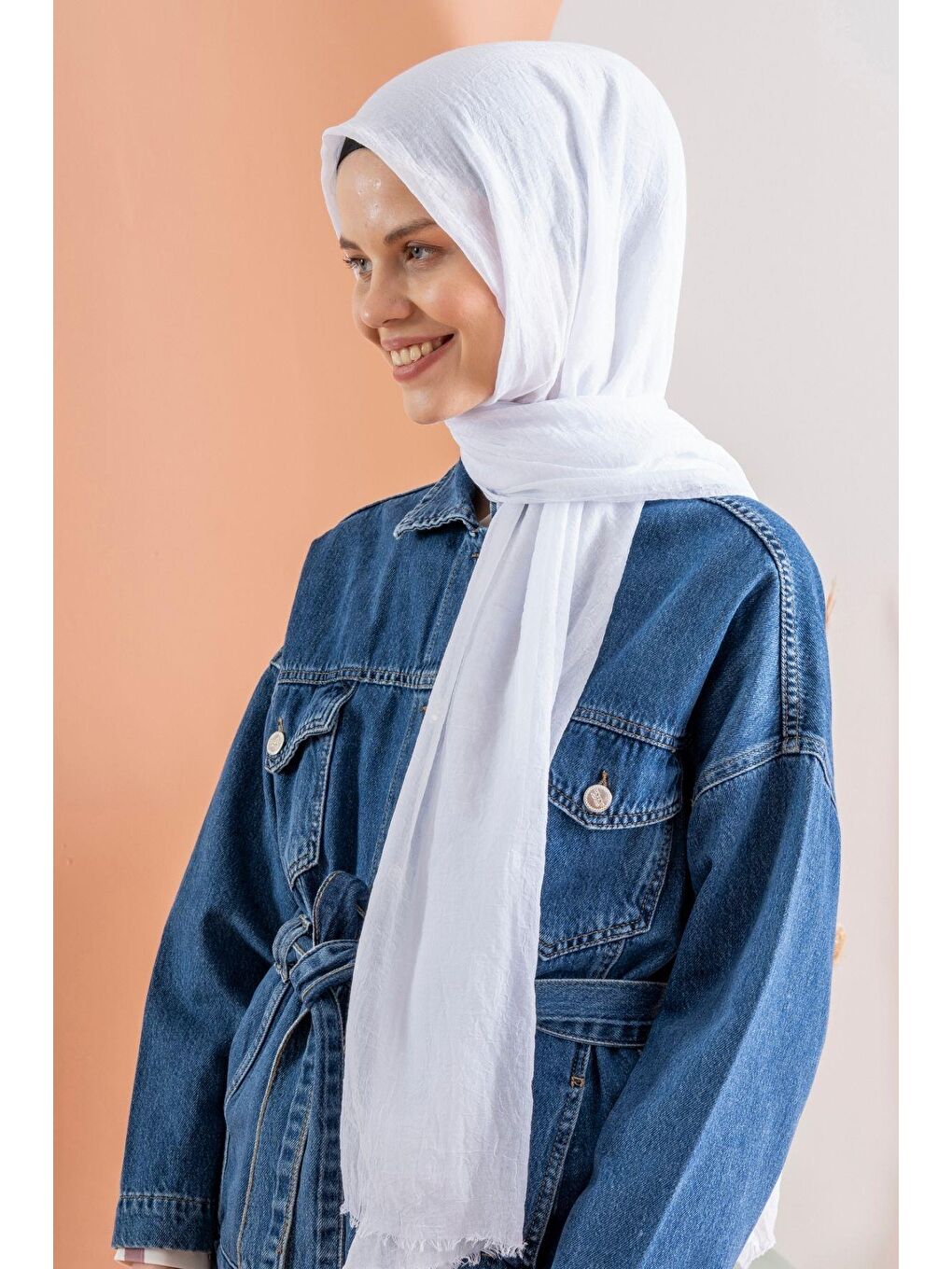 Beyaz Kadın Konfor Şal 195/85 Cm-1