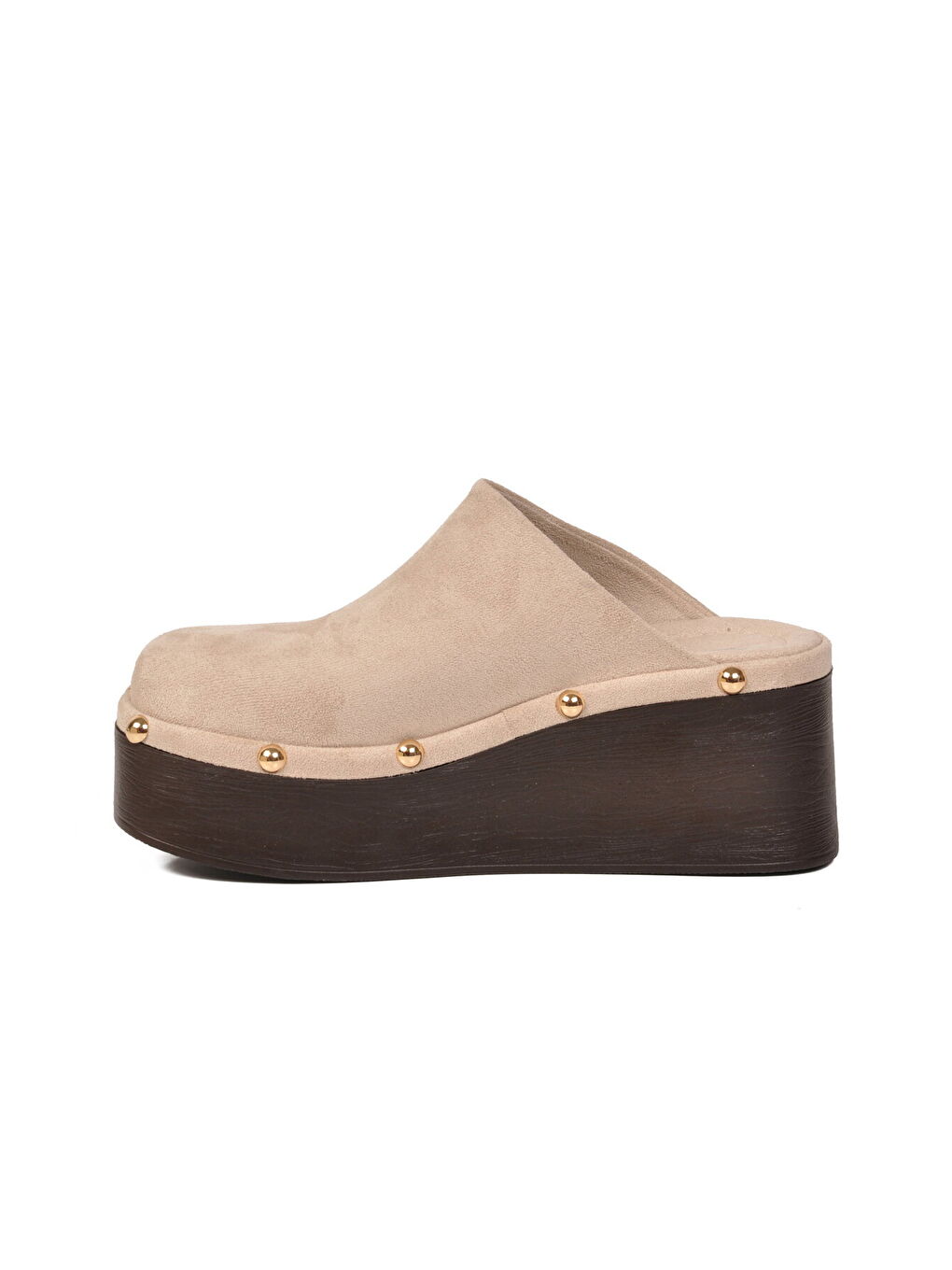 Bej Yüksek Taban Önü Kapalı Kadın Topuklu Terlik 322220 Z-3