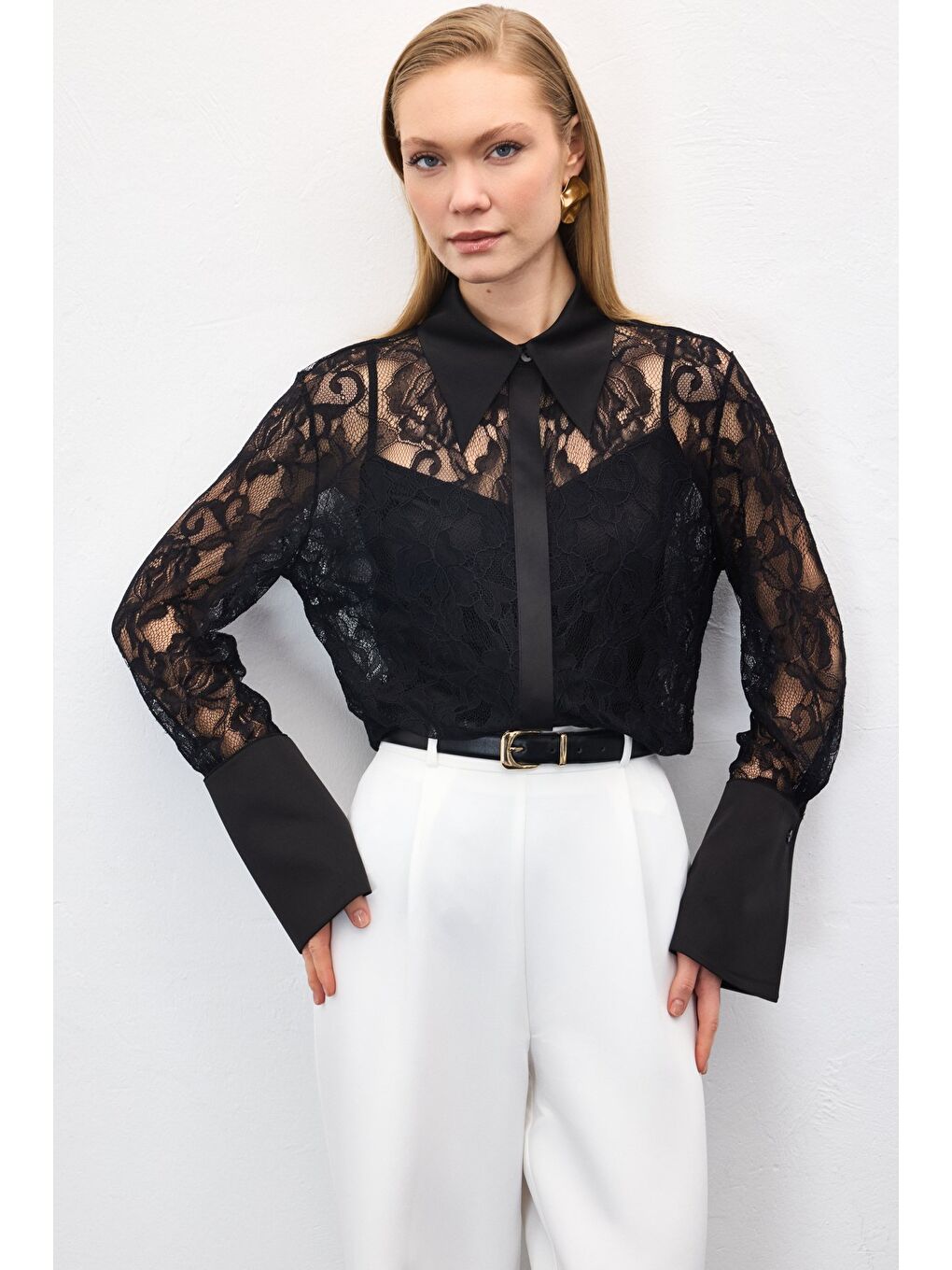 Dantel Gömlek - Siyah