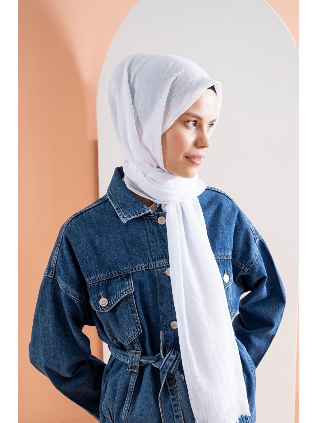 Beyaz Kadın Konfor Şal 195/85 Cm-2