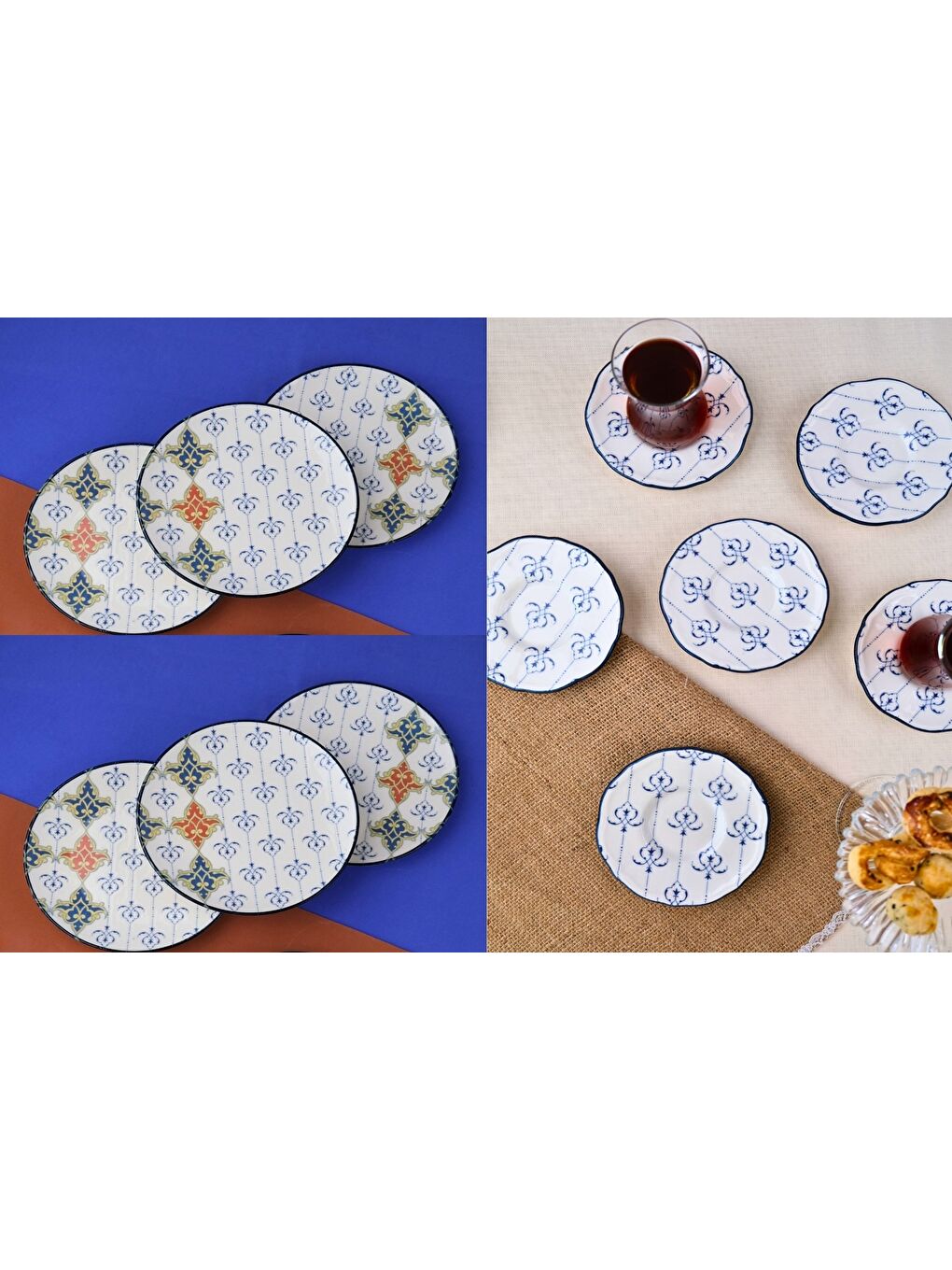 Beyaz Porselen Audrey 6 Kişilik Pasta Takımı 20cm ve Çay Tabak Takımı 12cm