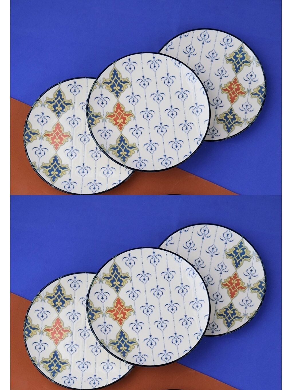 Beyaz Porselen Audrey 6 Kişilik Pasta Takımı 20cm ve Çay Tabak Takımı 12cm-1