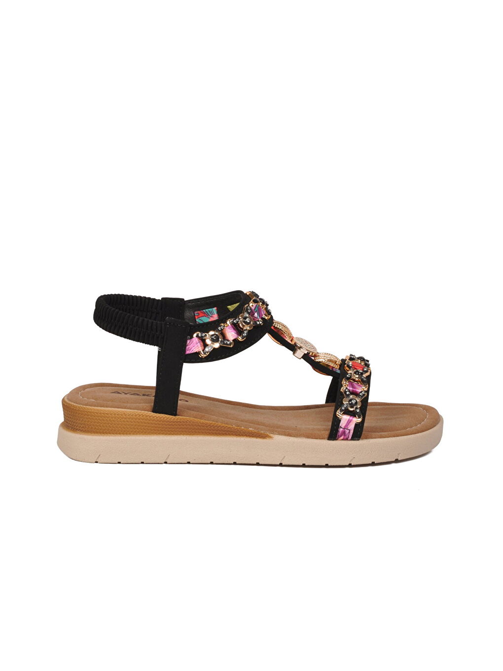 Siyah İşlemeli Hafif Kadın Sandalet 358170 Z-1