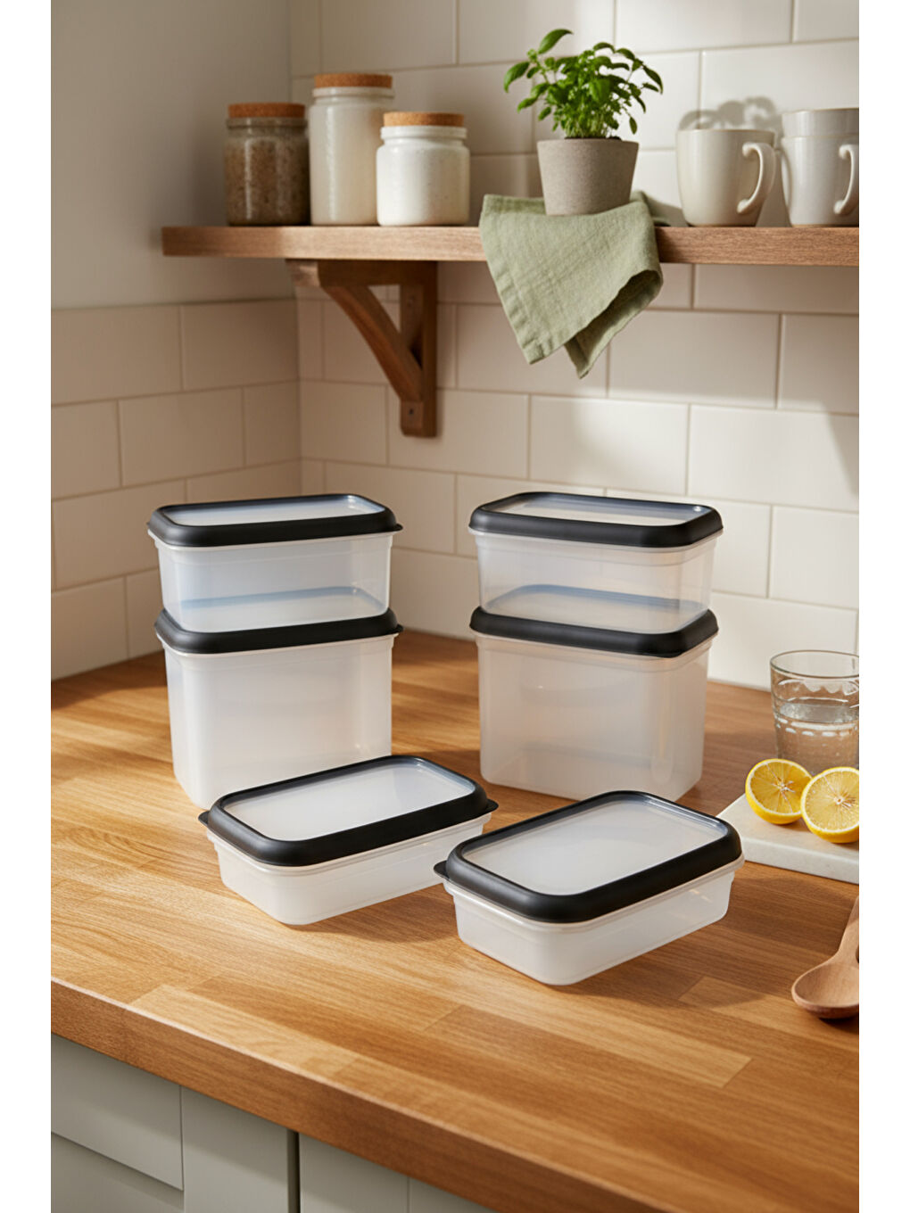 Renksiz Hide Plus 6'lı Saklama Kabı Siyah-6