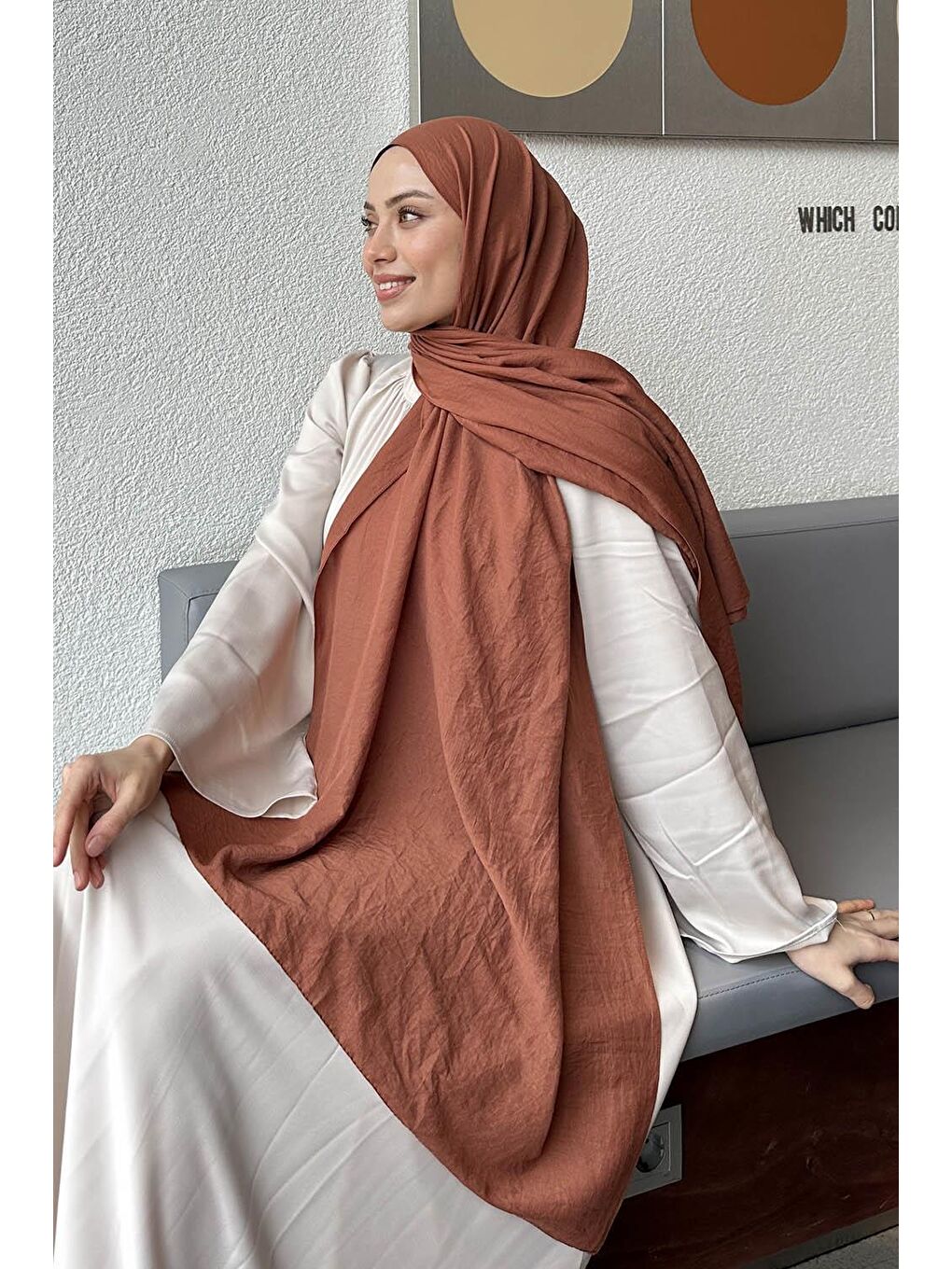 Kahverengi Comfort Pamuk Şal Tarçın-3