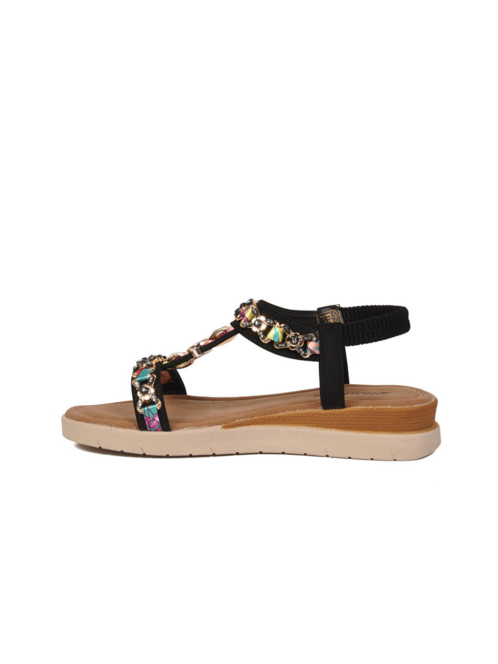 Siyah İşlemeli Hafif Kadın Sandalet 358170 Z-3