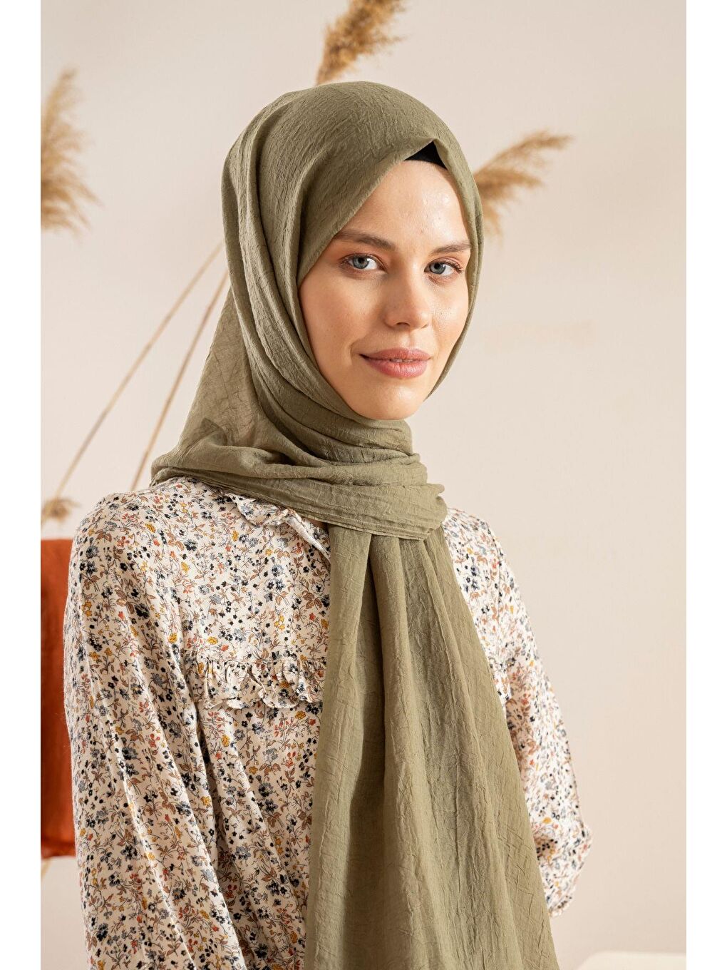 Haki Kadın Konfor Şal 195/85 Cm-1