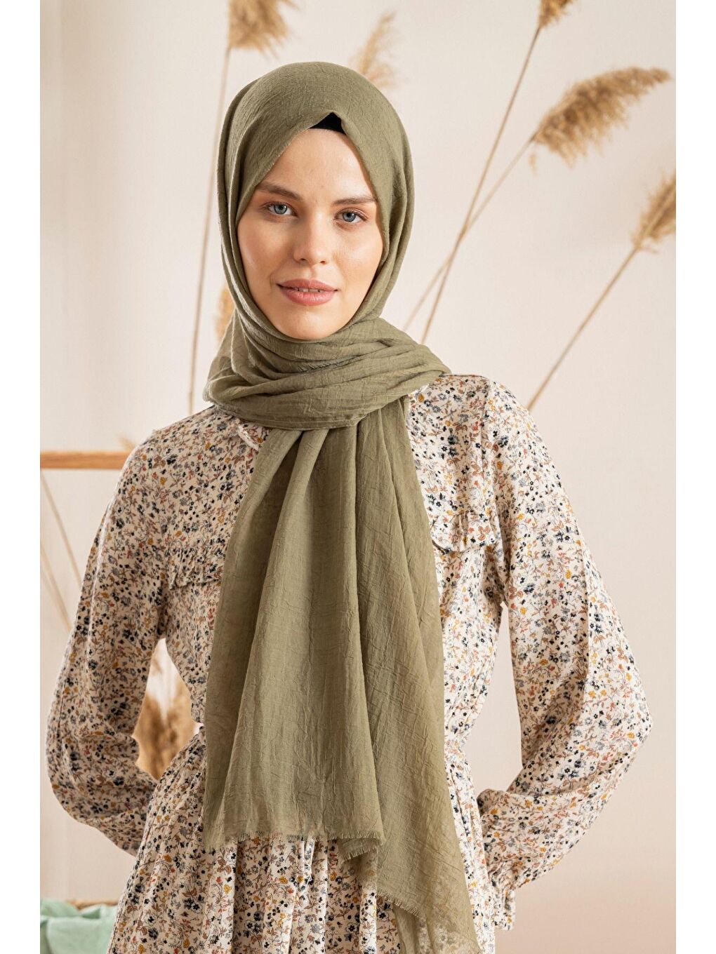 Haki Kadın Konfor Şal 195/85 Cm-2