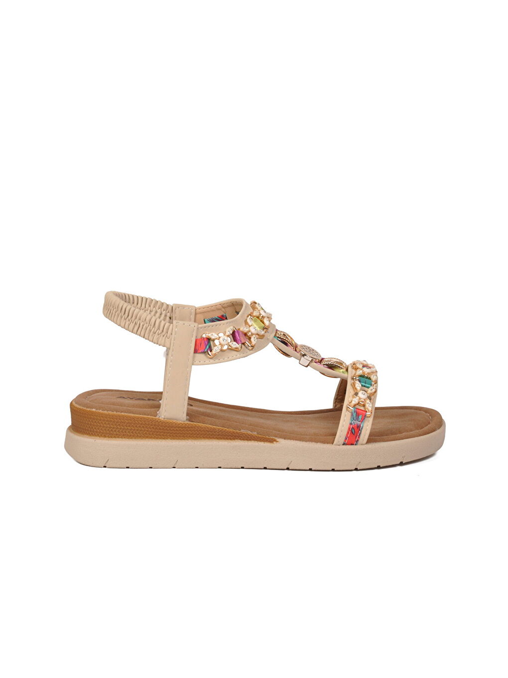 Bej İşlemeli Hafif Kadın Sandalet 358170 Z-1