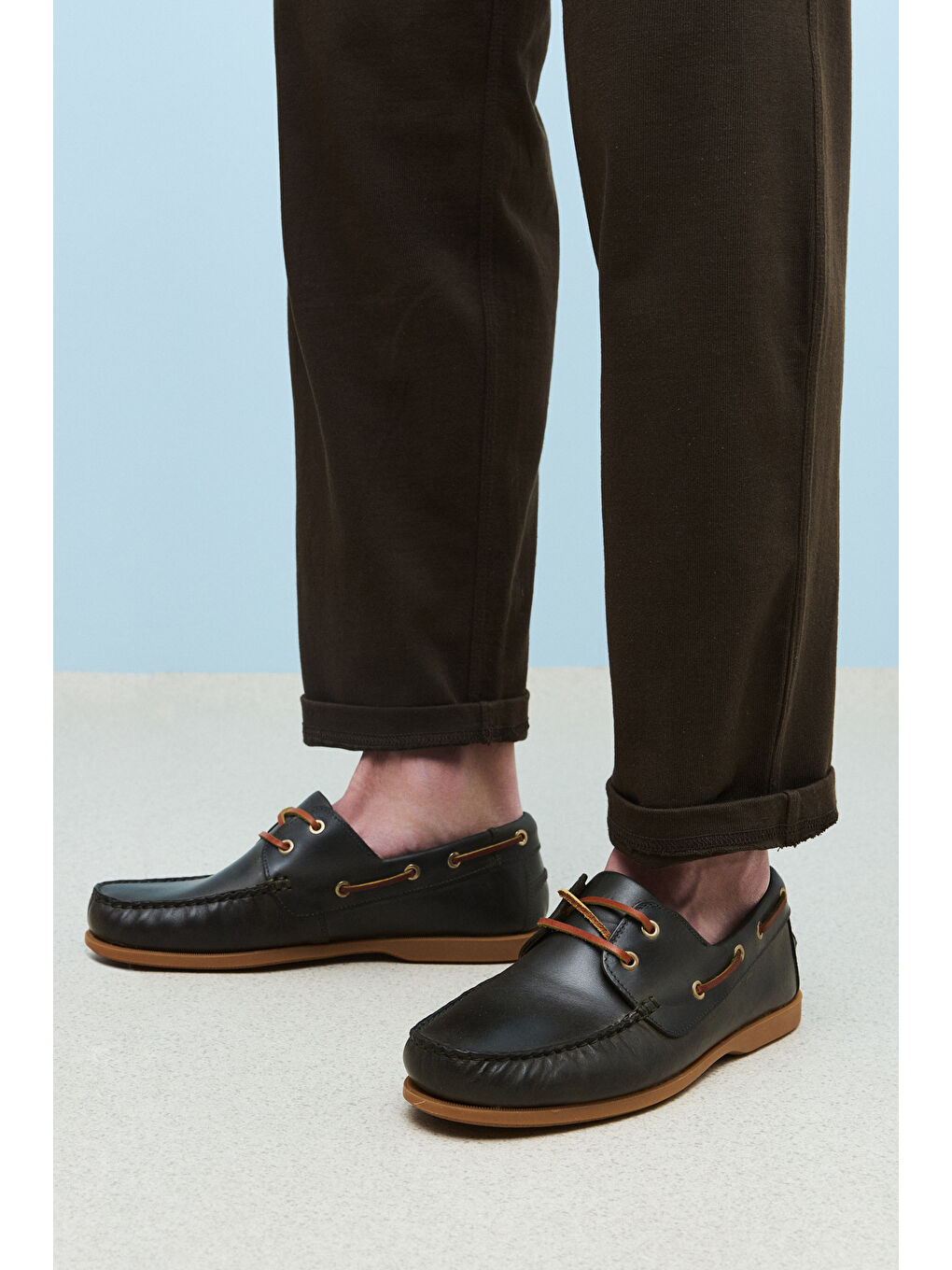 Erkek Hakiki Deri Ayakkabı 1511007ZD1001 Haki-5