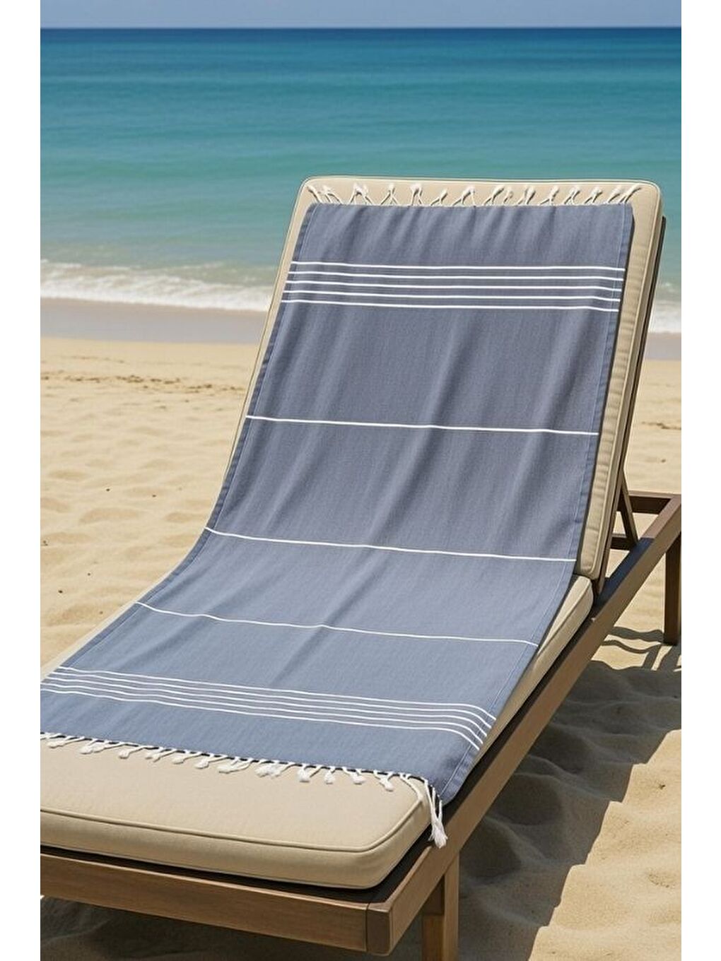 Lacivert Mika %100 Pamuk Peştemal Havlu 100x180 cm | Plaj Havlusu, Hamam Peştemali, Hızlı Kuruyan Hafif Banyo