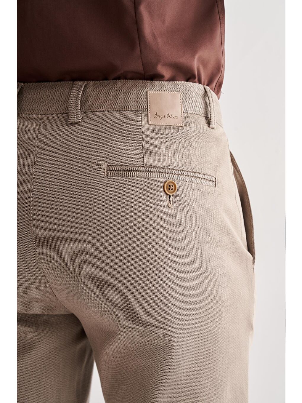 Koyu Bej Yan Cep Düz Paça Pamuklu Comfort Fit Chino Casual Pantolon 1003255166-4