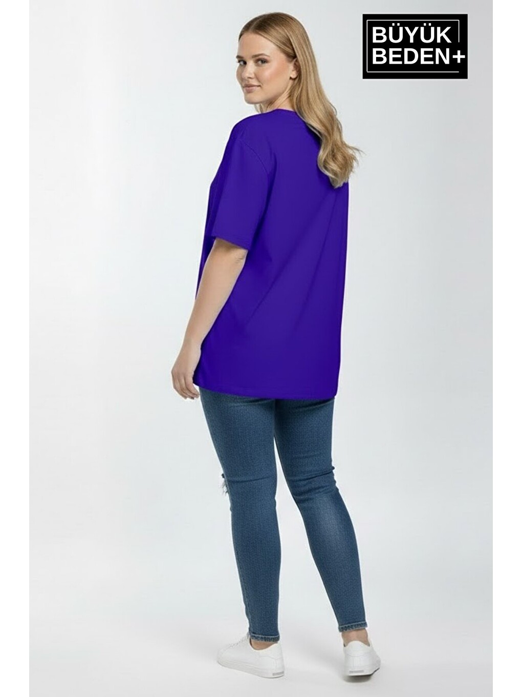 Mavi Kadın Büyük Beden Ny New York Baskılı 3xl-6xl Bisiklet Yaka Tshırt Spr26btsk510-15-2
