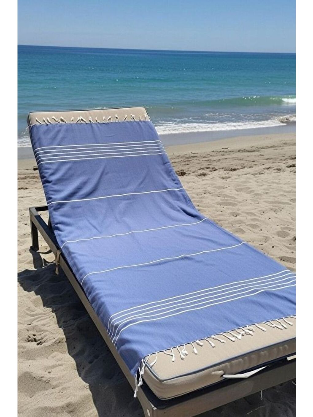 Mavi Mika %100 Pamuk Peştemal Havlu 100x180 cm | Plaj Havlusu, Hamam Peştemali, Hızlı Kuruyan Hafif Banyo-1