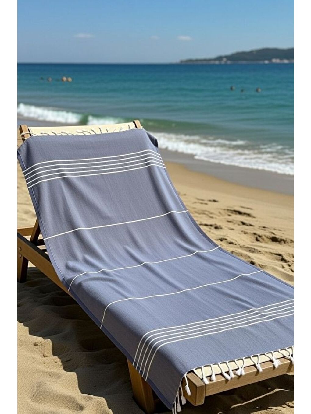 Lacivert Mika %100 Pamuk Peştemal Havlu 100x180 cm | Plaj Havlusu, Hamam Peştemali, Hızlı Kuruyan Hafif Banyo-1