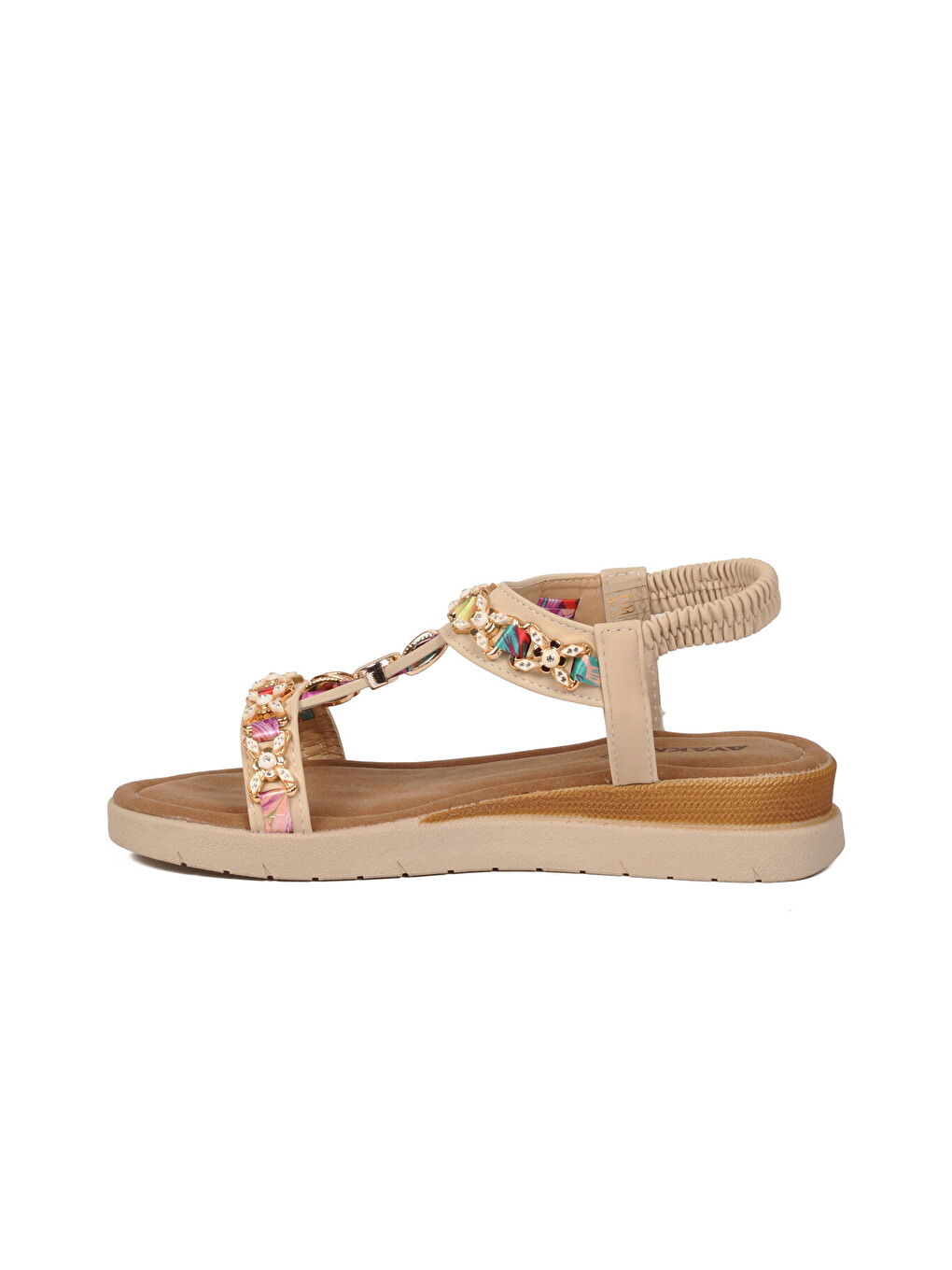 Bej İşlemeli Hafif Kadın Sandalet 358170 Z-3