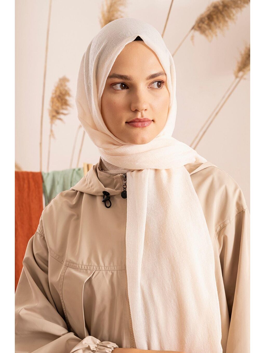 Beyaz Kadın Konfor Şal 195/85 Cm-1