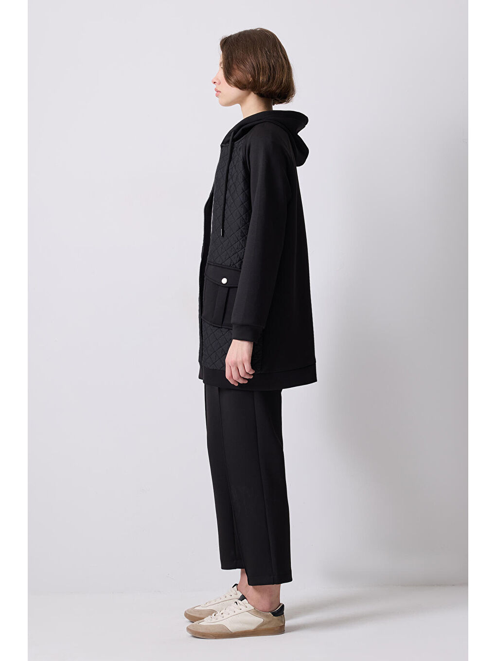 Siyah Kapitoneli Ceket Pantolon Örme Takım-2