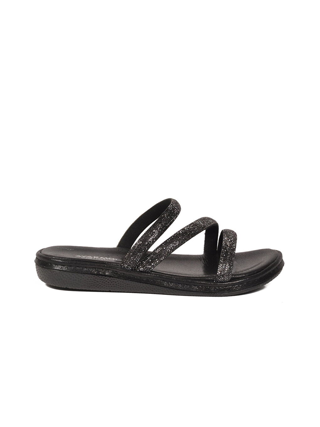 Siyah Taş İşlemeli Hafif İnce Taban Kadın Terlik 422248 Z-1