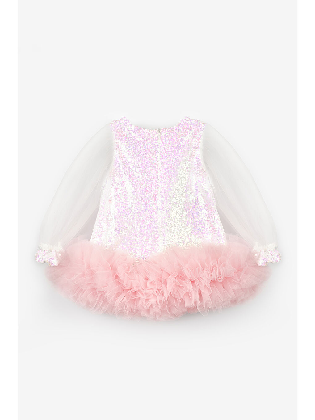 Beyaz Etek Ucu Fırfır Detaylı Kız Bebek Elbise - Violet-1